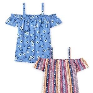 BRAND NEW! Girl's Print Off Shoulder Top 2-pack